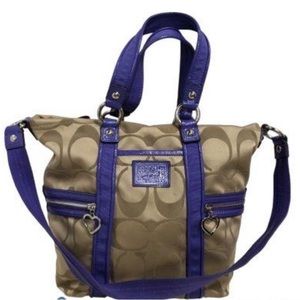 💜Certified Authentic💜 Coach Poppy Daisy Signature Tote Purple / Khaki 🔥EUC🔥